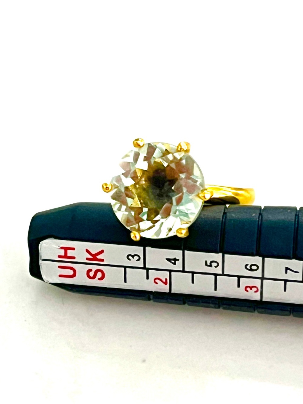 5ct Green Amethyst 14KGP Ring - Picture 3 of 4